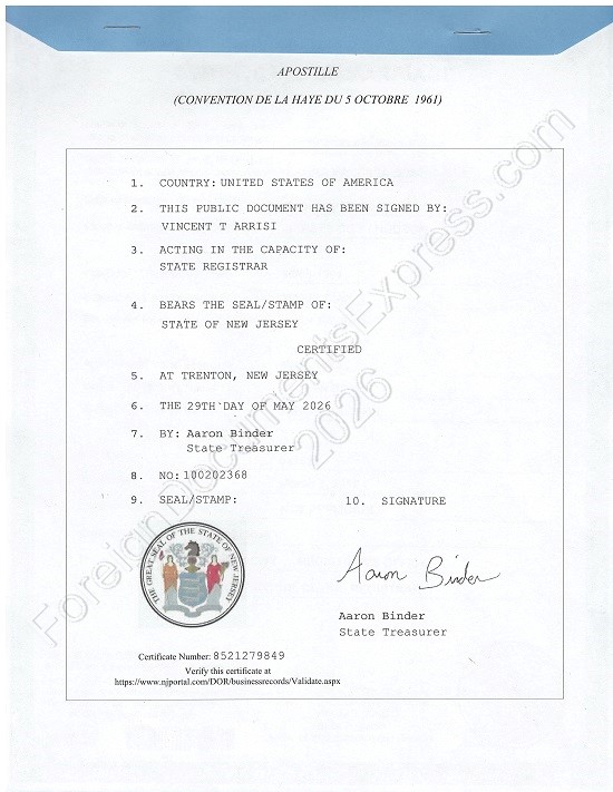 New Jersey Hague apostille NJ Hague apostille